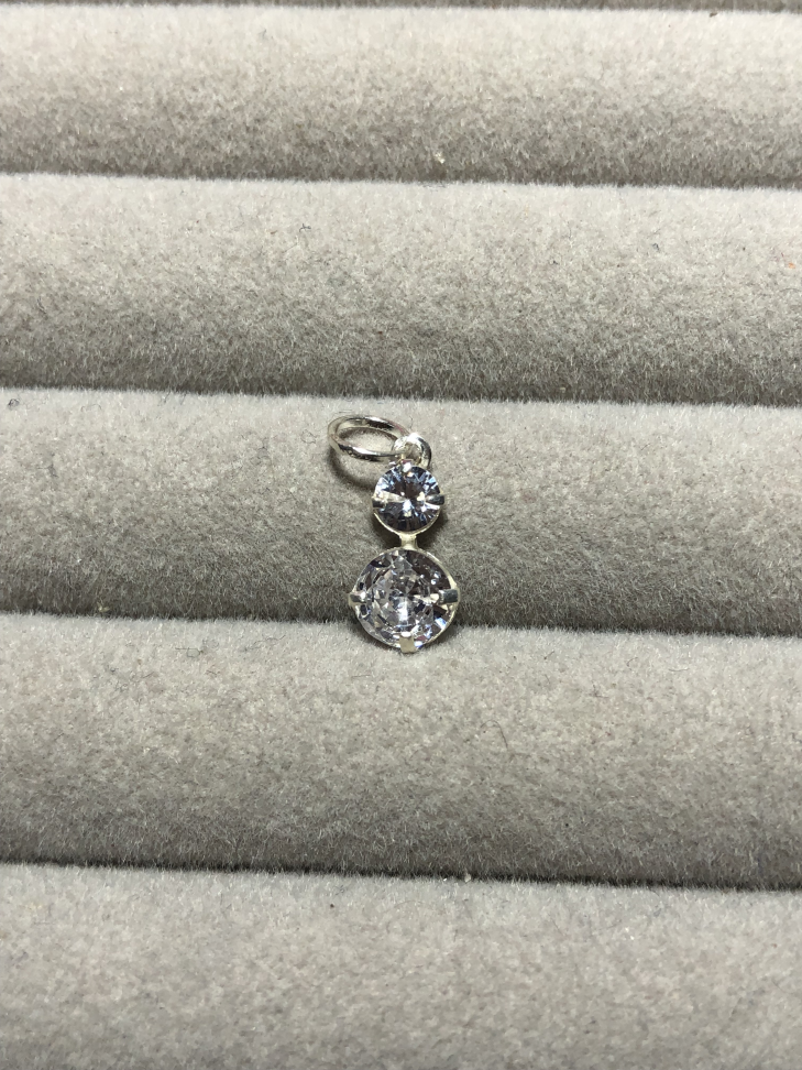 PINGENTE ZIRCÔNIA DUPLA 4MM E 6MM