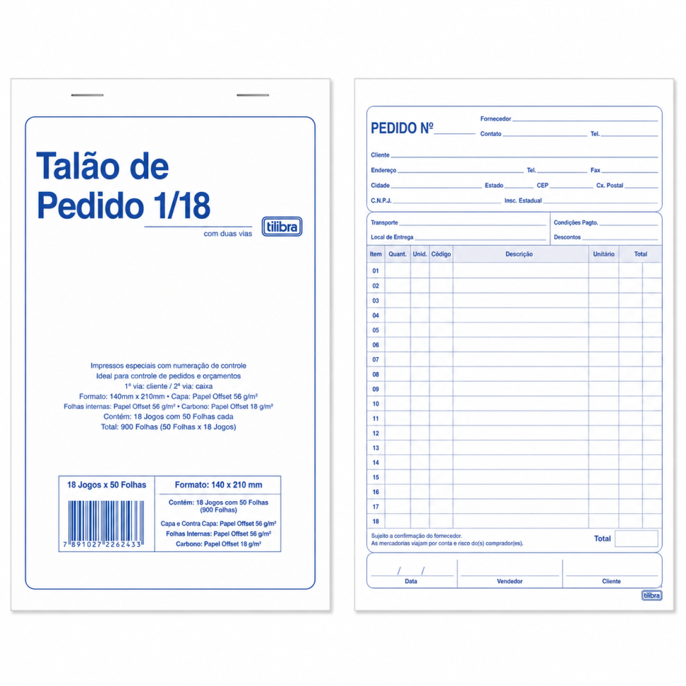 Talão Pedido Tamoio 1/18 25x3