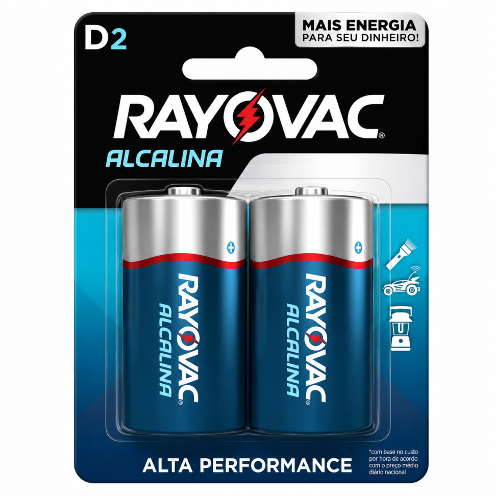 Pilha Alcalina Rayovac D c/2