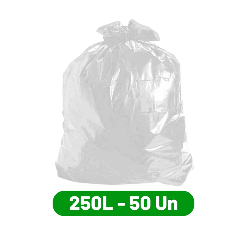 Saco Lixo Transparente 250L 50un