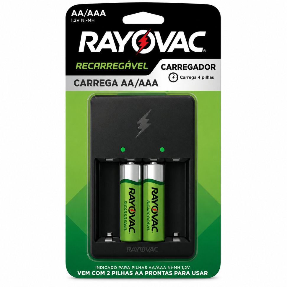 Carregador Rayovac c/2 Pilhas Rec