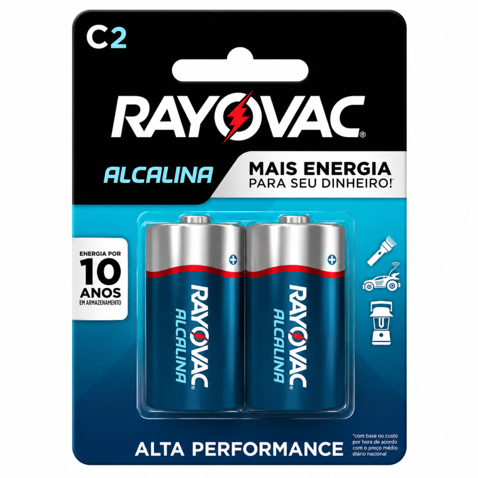 Pilha Alcalina Rayovac C c/2