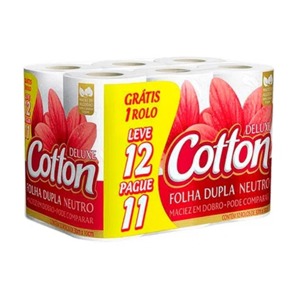 Papel Higiênico Folha Dupla 30m Cotton 12un
