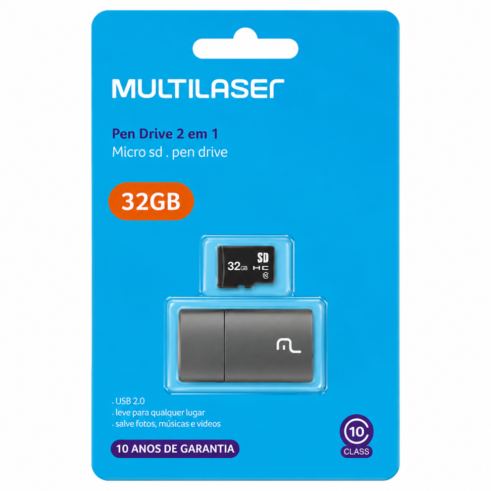 Pen Drive 2 em 1 Multilaser 32GB MC163