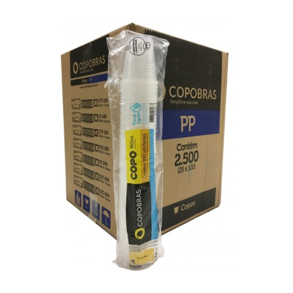 Copo Transparente PP 200ml Copobras