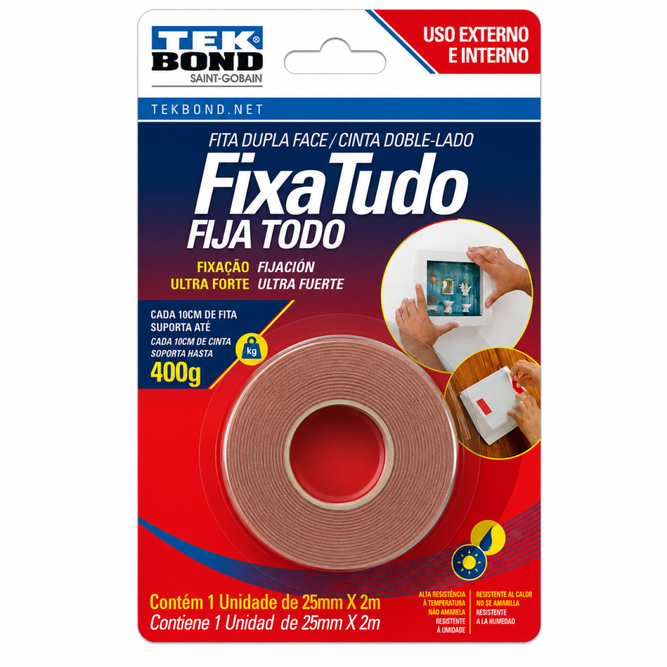 Fita Gel Tekbond 25mmx2m Int/Ext