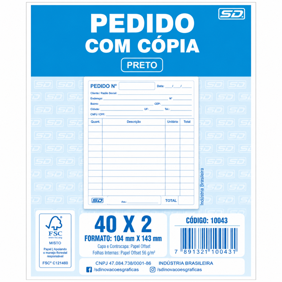 Talão Pedido São Domingos 1/18 40x2