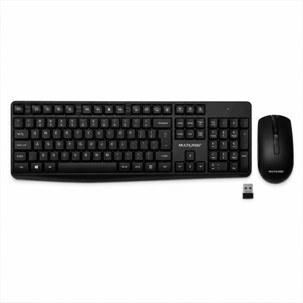 Conjunto Teclado e Mouse Multilaser Sem Fio 2.4GHz - #1