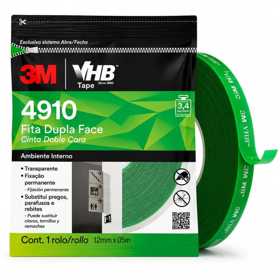 Fita VHB 3M 12mmx5m Uso Interno