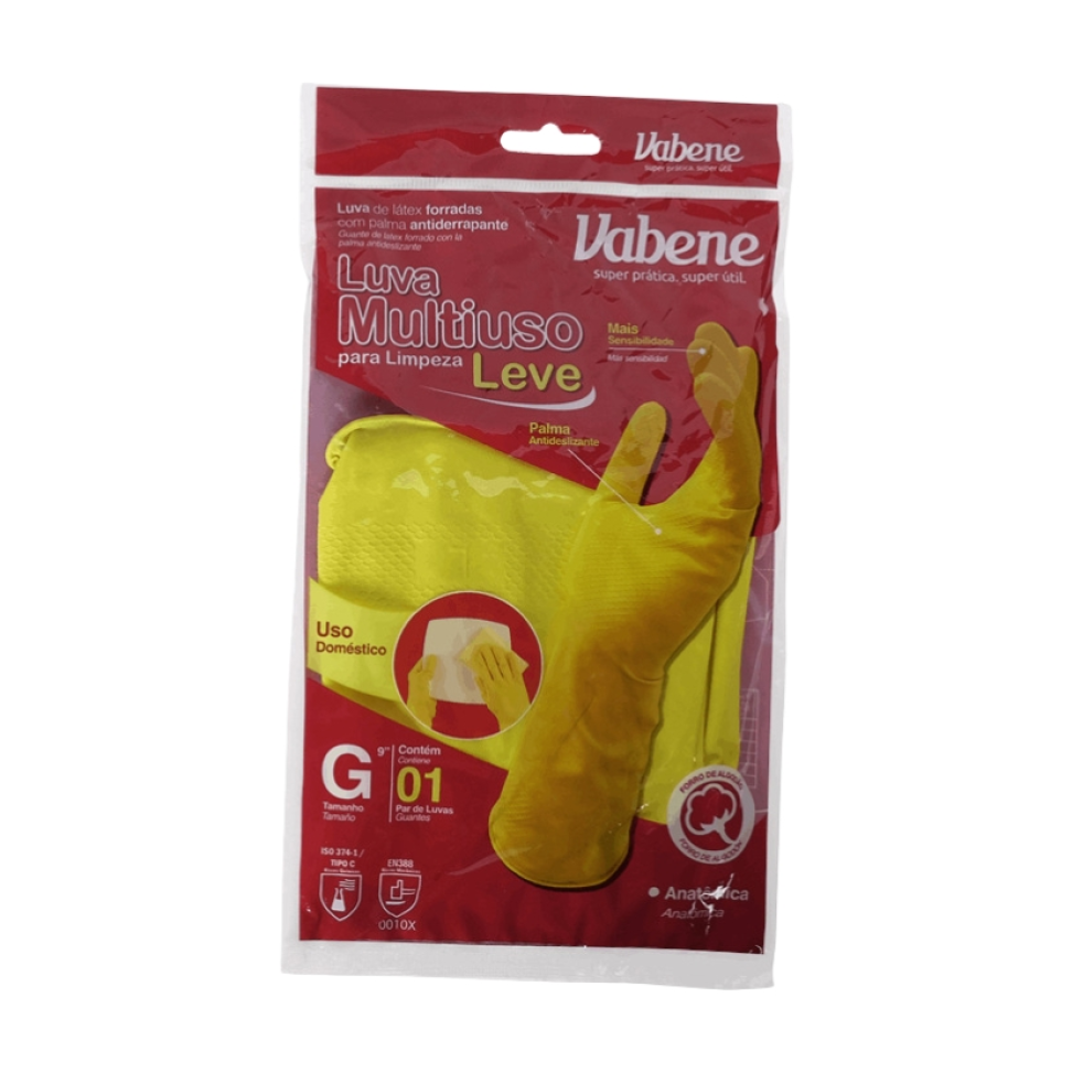 Luva Borracha Amarela G Vabene c/100