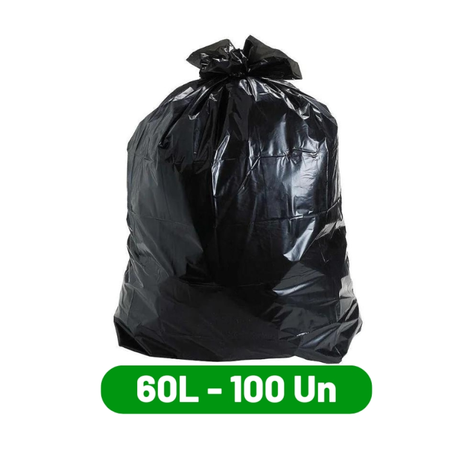 Saco de Lixo 60L 100un