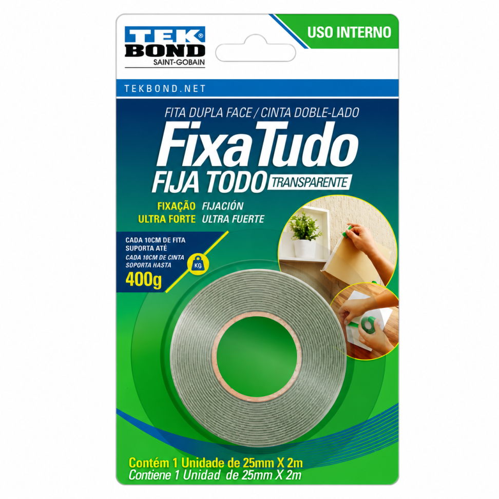 Fita Dupla Face Gel Tekbond 25mmx2m