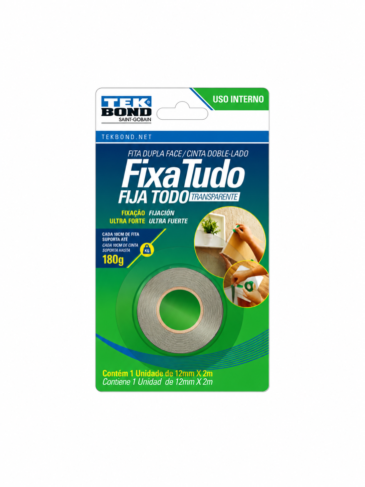 Fita Dupla Face Gel Tekbond 12mmx2m