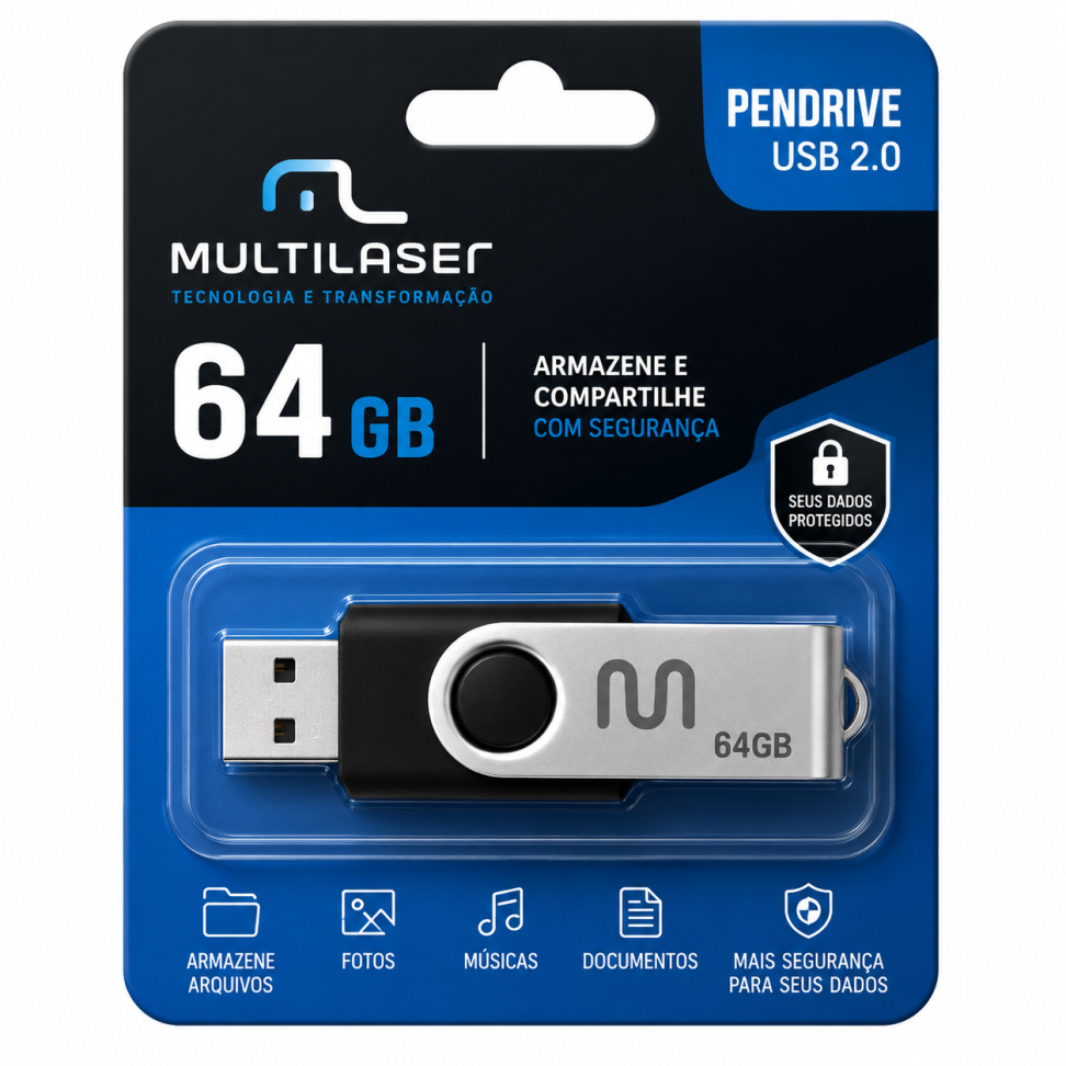 Pen Drive Multilaser Twist 64GB PD590