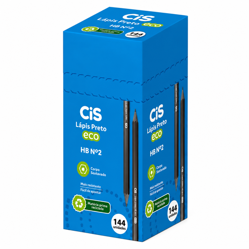 Lápis Preto CIS Eco Sextavado HB c/144