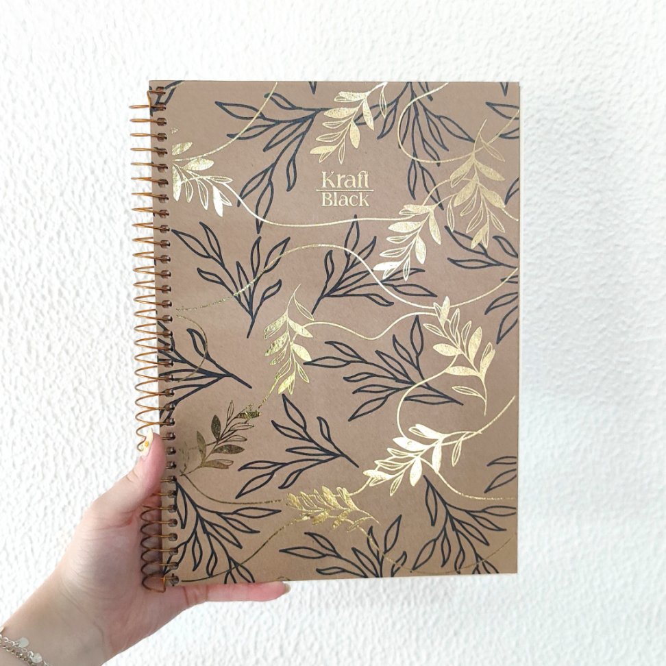 Caderno com Espiral Universitário Kraft Black 10 Matérias Jandaia - #1