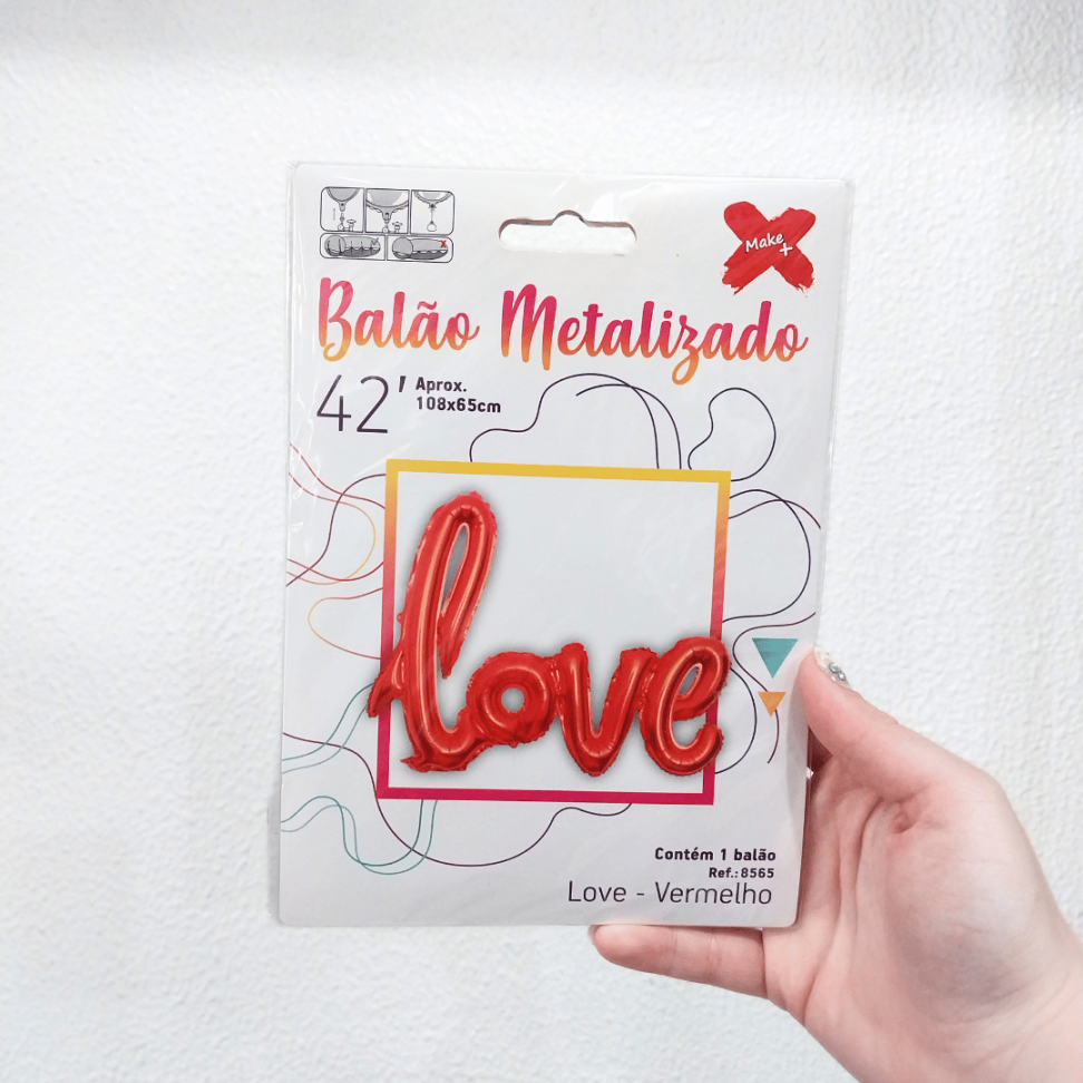 Balão Metalizado 108cm x 65cm Love Vermelho Make+ - #3