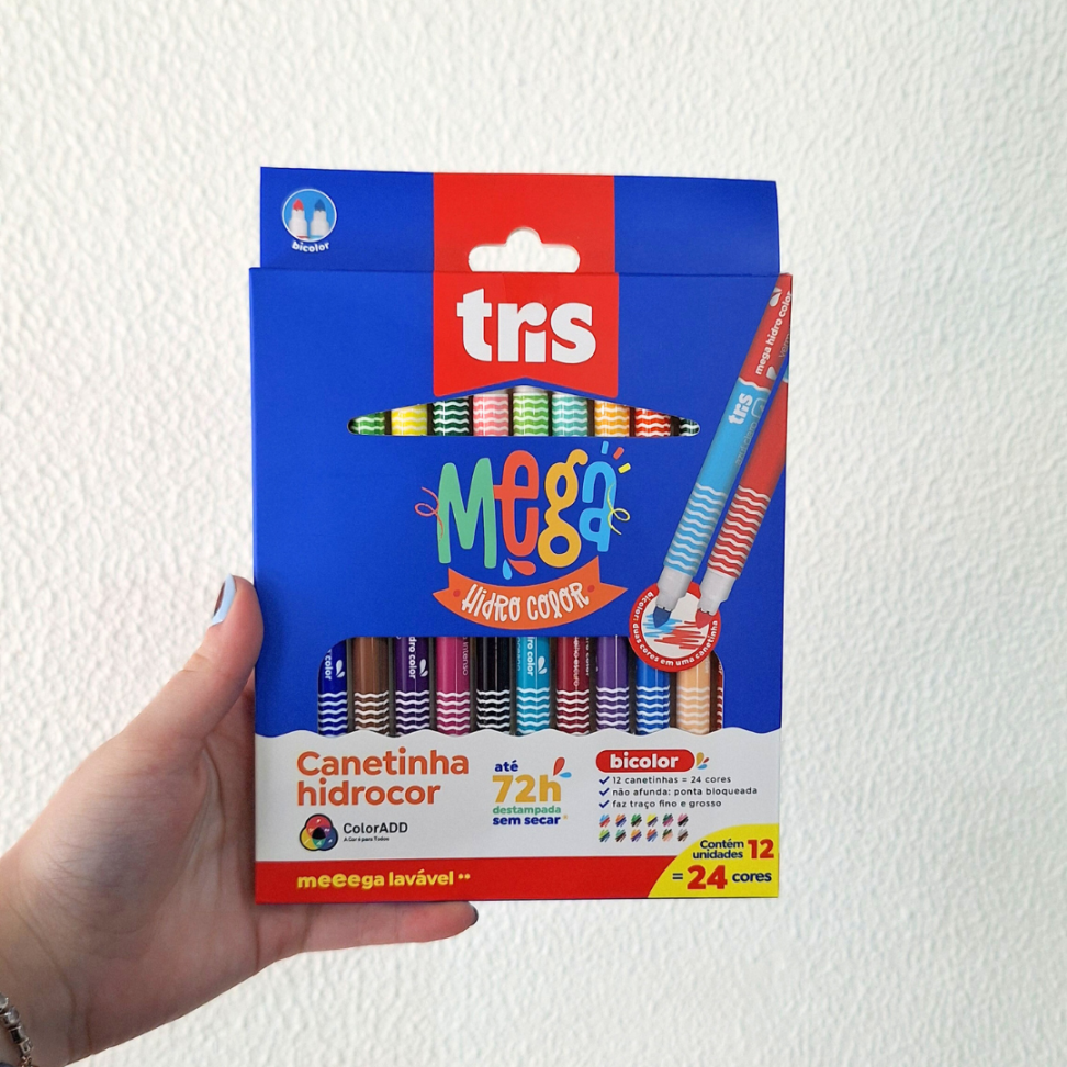 Canetinha Hidrocor Bicolor 24 Cores Mega Color ADD Tris - #4