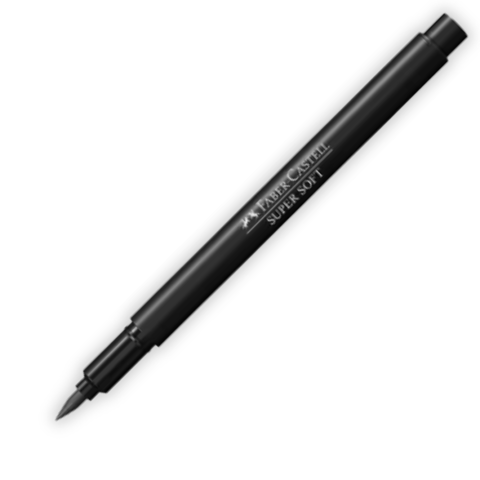 Caneta Hidrográfica Brush Super Soft Preta Faber-Castell - #2