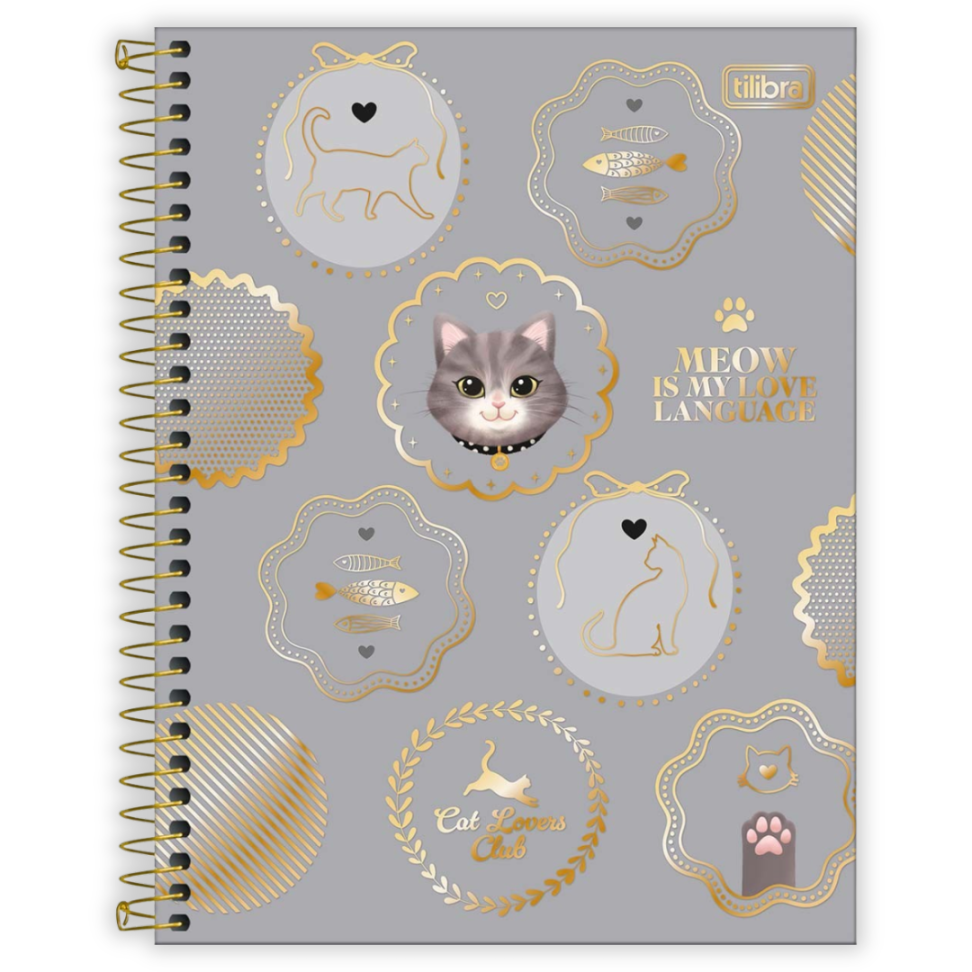 Caderno com Espiral Colegial 1 Matéria Purrfect Cats Tilibra - #1