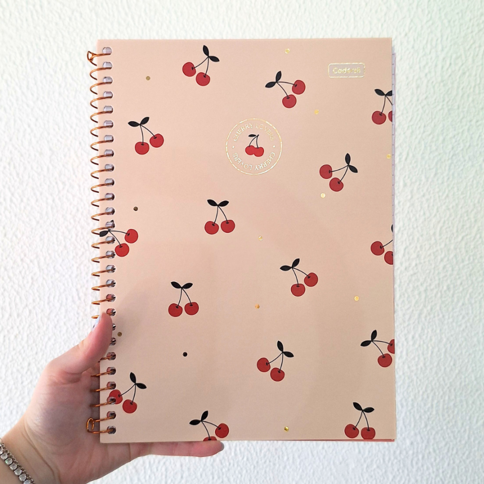 Caderno com Espiral Universitário Cherry Lovers 1 Matéria Cadersil - #8