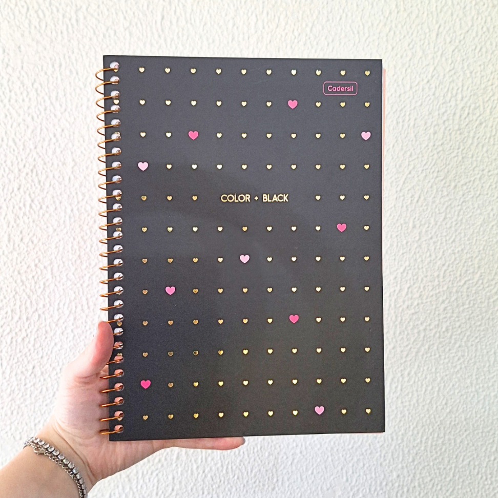 Caderno com Espiral Universitário Color + Black Coração 1 Matéria Cadersil - #6