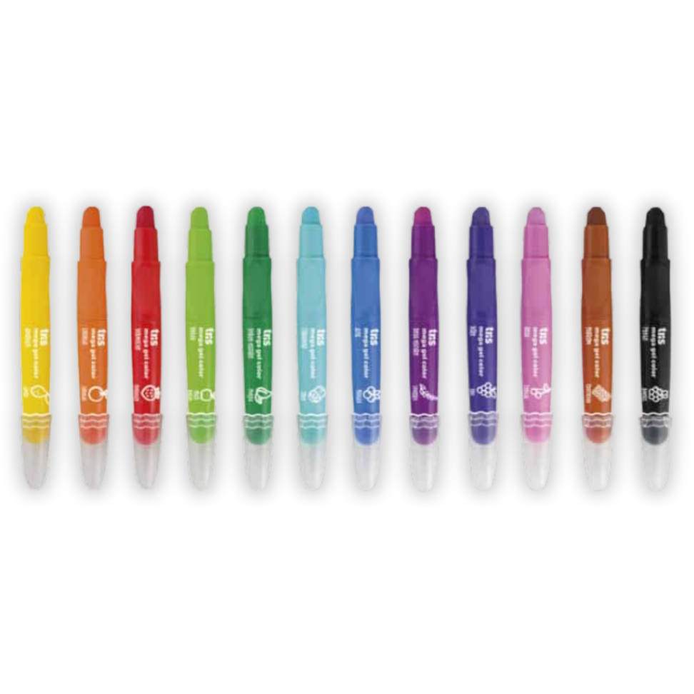 Giz de Cera Retrátil 12 Cores com Cheirinho Gel Color Mega Tris - #2