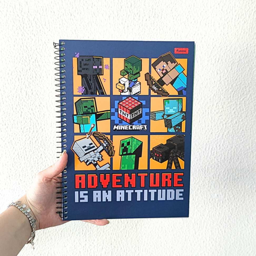 Caderno com Espiral Universitário Minecraft 1 Matéria Foroni - #1