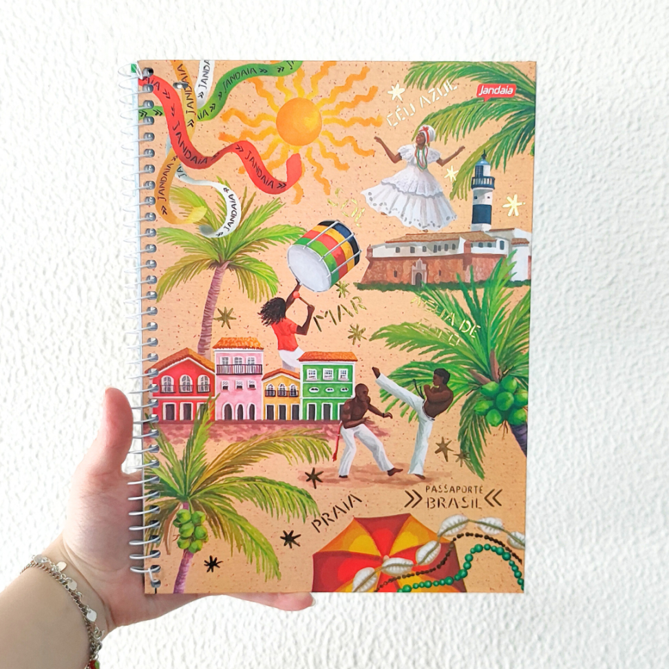 Caderno com Espiral Universitário Passaporte Brasil 1 Matéria Jandaia - #1