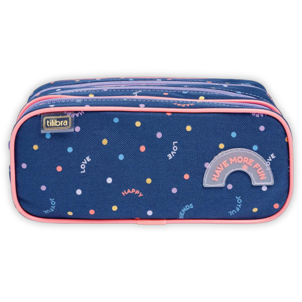 Estojo Triplo Azul Dots Académie Tilibra - #1