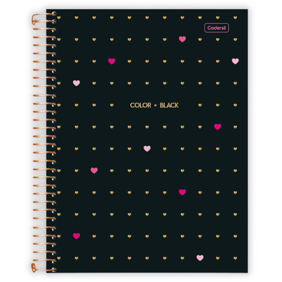 Caderno com Espiral Universitário Color + Black Coração 1 Matéria Cadersil - #2