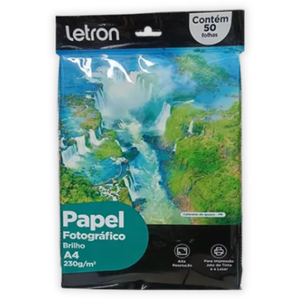Papel Fotográfico Brilho 230g 1 Folha Letron