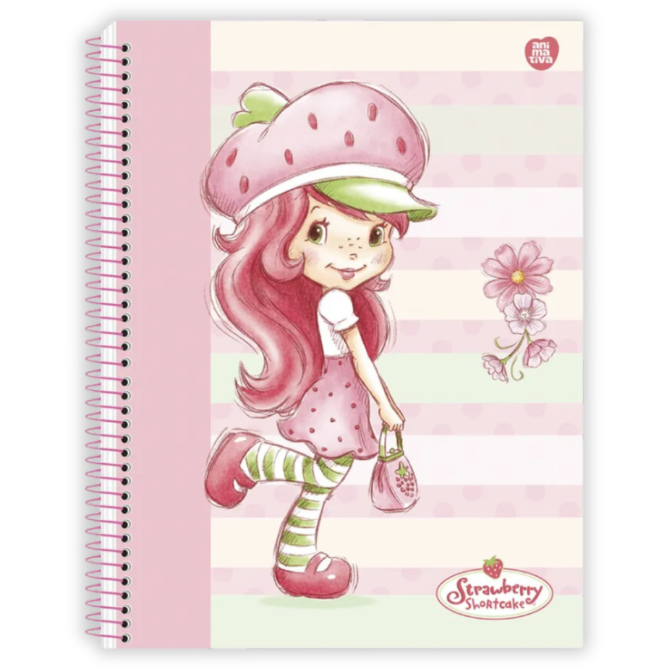 Caderno com Espiral Colegial com Cheirinho Moranguinho 1 Matéria Animativa - #1