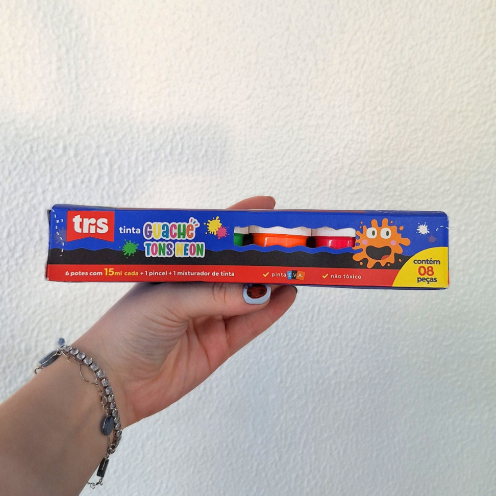 Tinta Guache 6 Cores Neon + 1 Pincel + 1 Misturador Tris - #1
