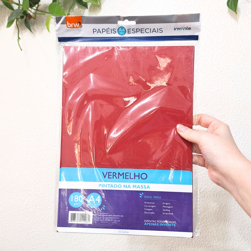 Papel Especial para Artesanato Vermelho A4 180g 1 Folha Invente BRW - #3