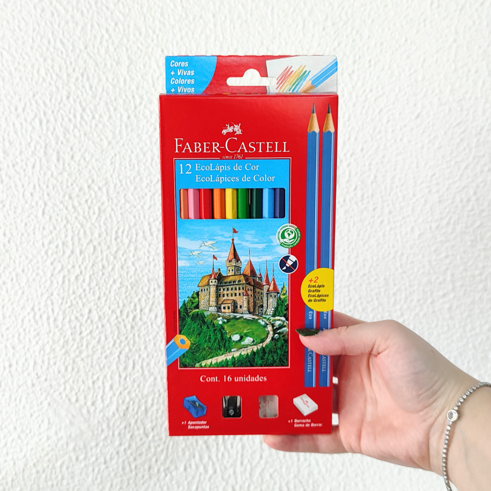 Lápis de Cor Eco 12 Cores + 2 Lápis de Escrever + 1 Apontador Simples + 1 Borracha Faber-Castell - #3