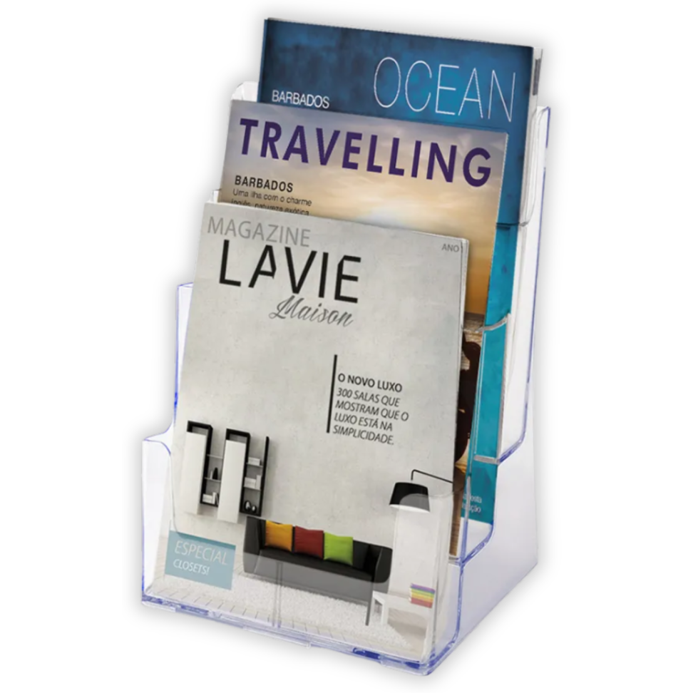 Expositor Vertical Triplo Acrílico Cristal Maxcril - #2