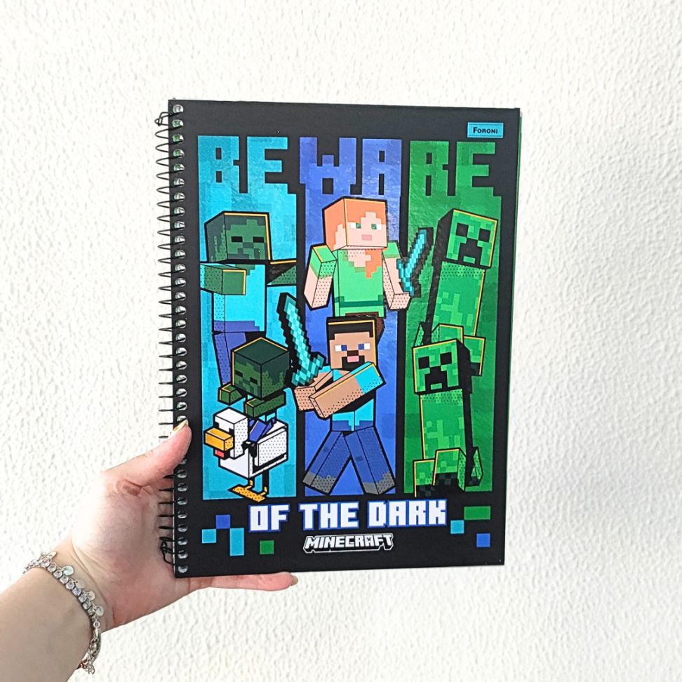 Caderno com Espiral Universitário Minecraft 1 Matéria Foroni - #1