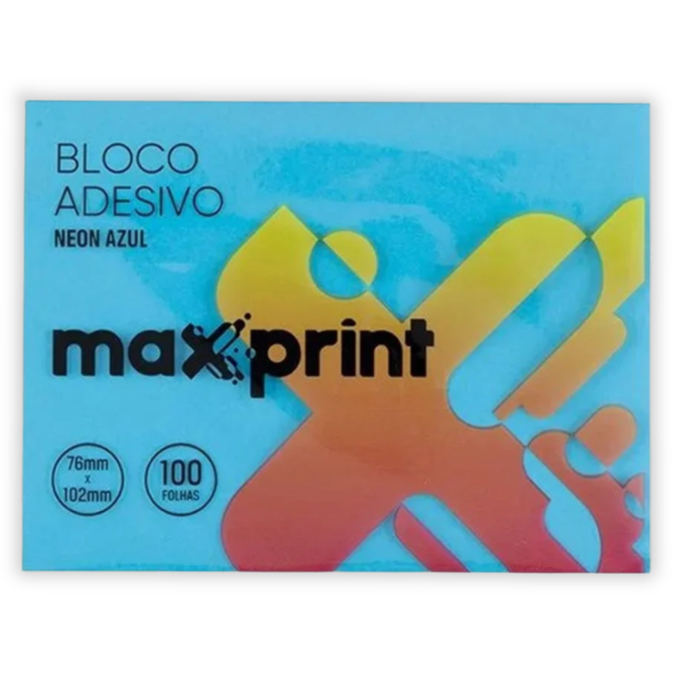 Bloco Adesivo 76mm x 102mm Neon 100 Folhas Maxprint