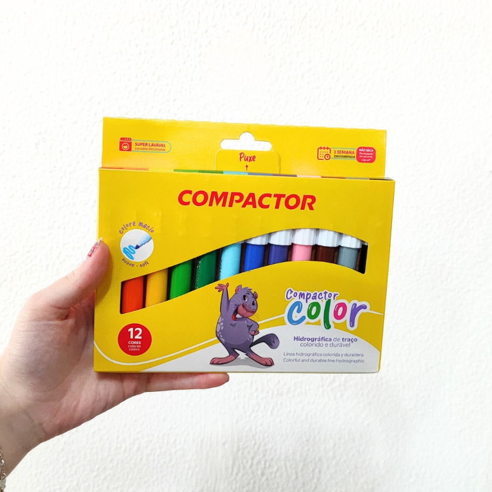 Canetinha Hidrográfica 12 Cores Color Compactor