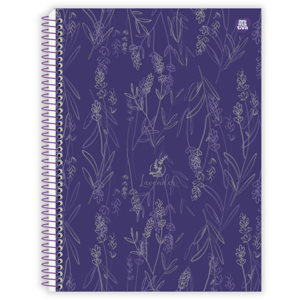 Caderno com Espiral Universitário Lavender 1 Matéria Animativa - #1