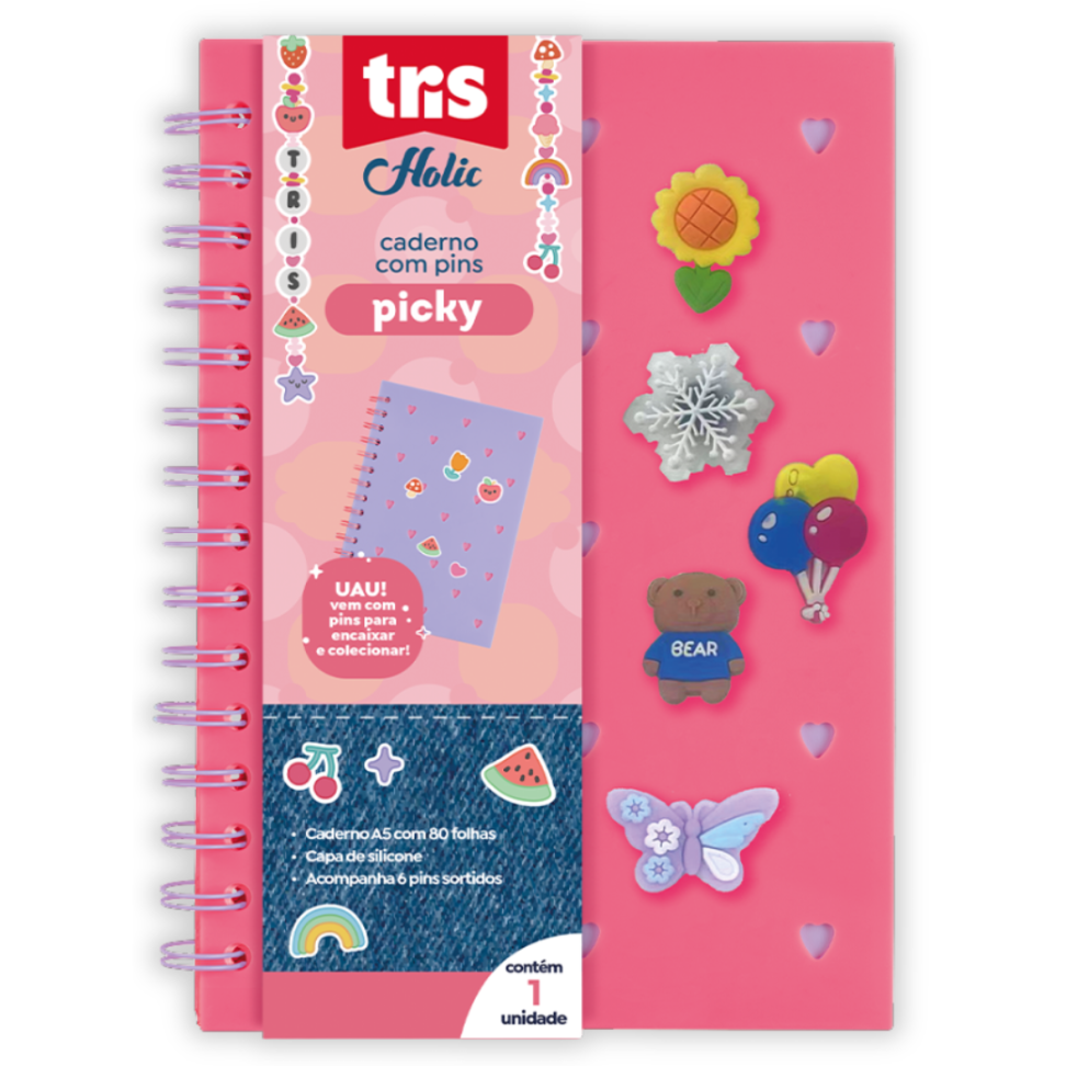 Caderno com Espiral A5 Picky Charm Holic Tris - #3