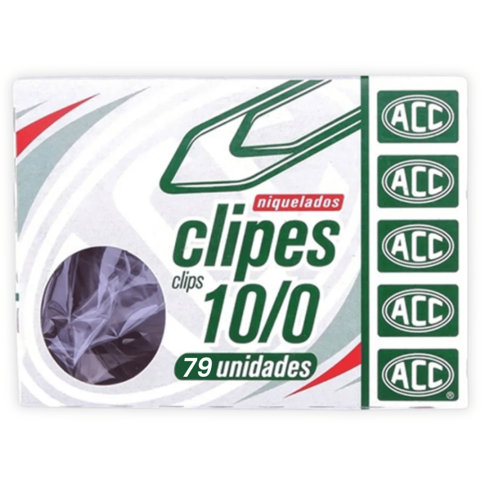 Clipes para Papel N.10/0 Niquelado 79 Unidades ACC