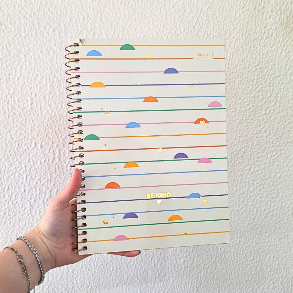 Caderno com Espiral Universitário Be Kind 1 Matéria Cadersil - #9