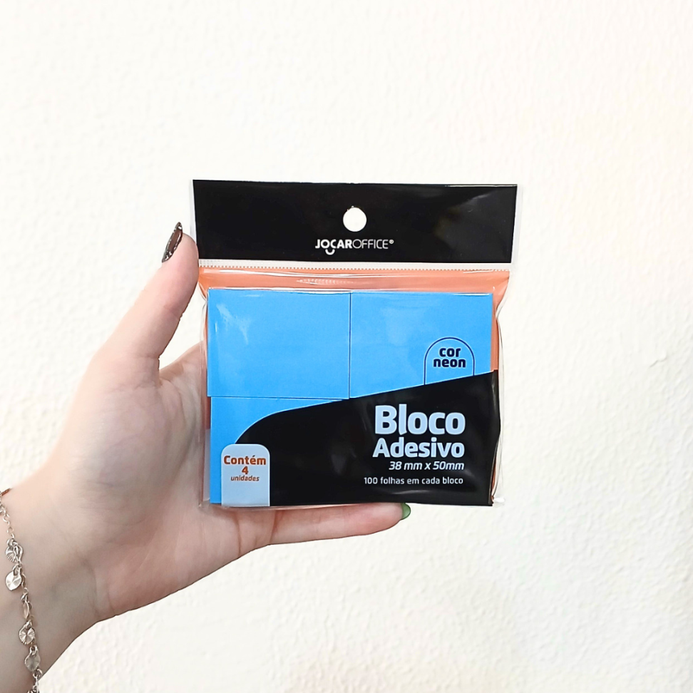 Bloco Adesivo 4 Blocos Cores Neon 38mm x 50mm Jocar Office - #4