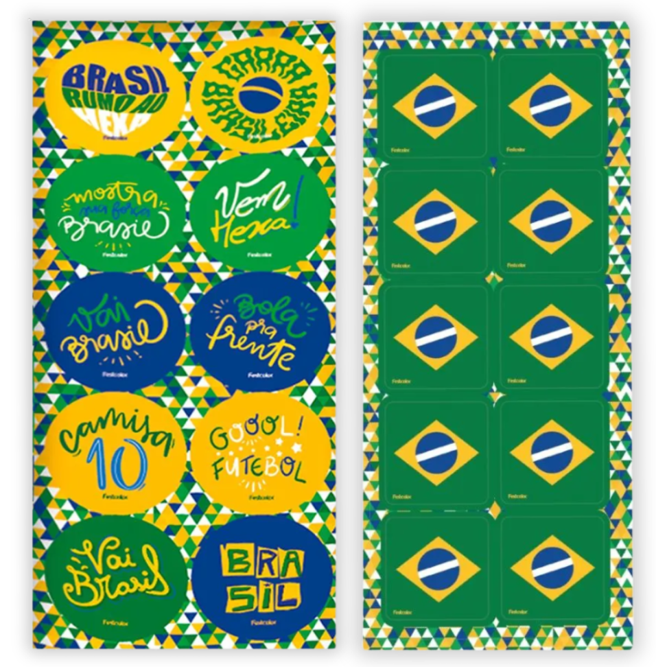 Adesivos Copa do Mundo Brasil 30 Unidades Festcolor
