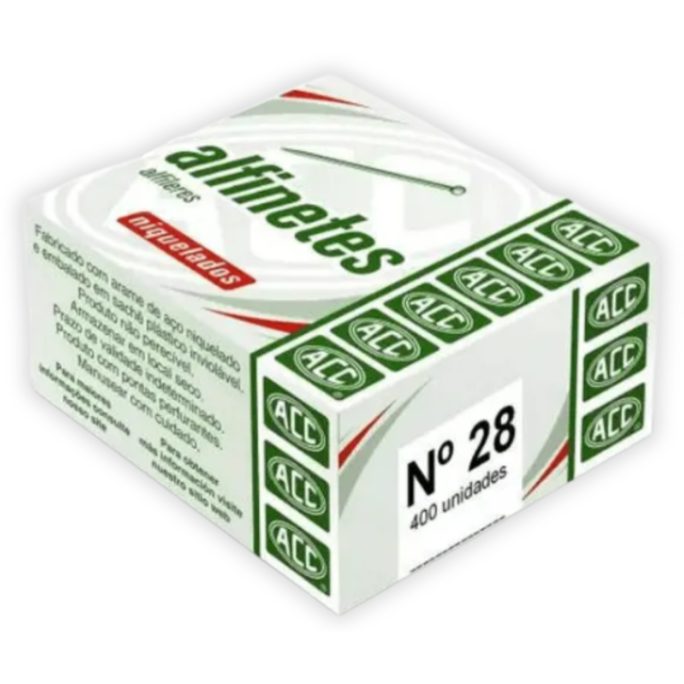 Alfinete de Costura N.28 Niquelado 400 Unidades ACC