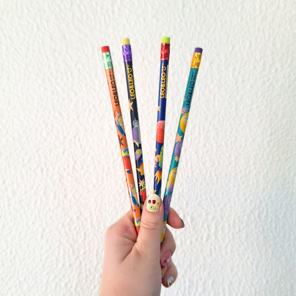 Lápis Grafite de Escrever com Borracha Ponteira Dino Space Leo e Leo - #6