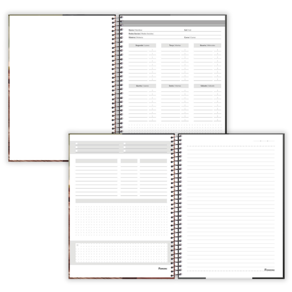 Caderno com Espiral Universitário 4 Elementos Mais 16 Matérias Foroni - #1