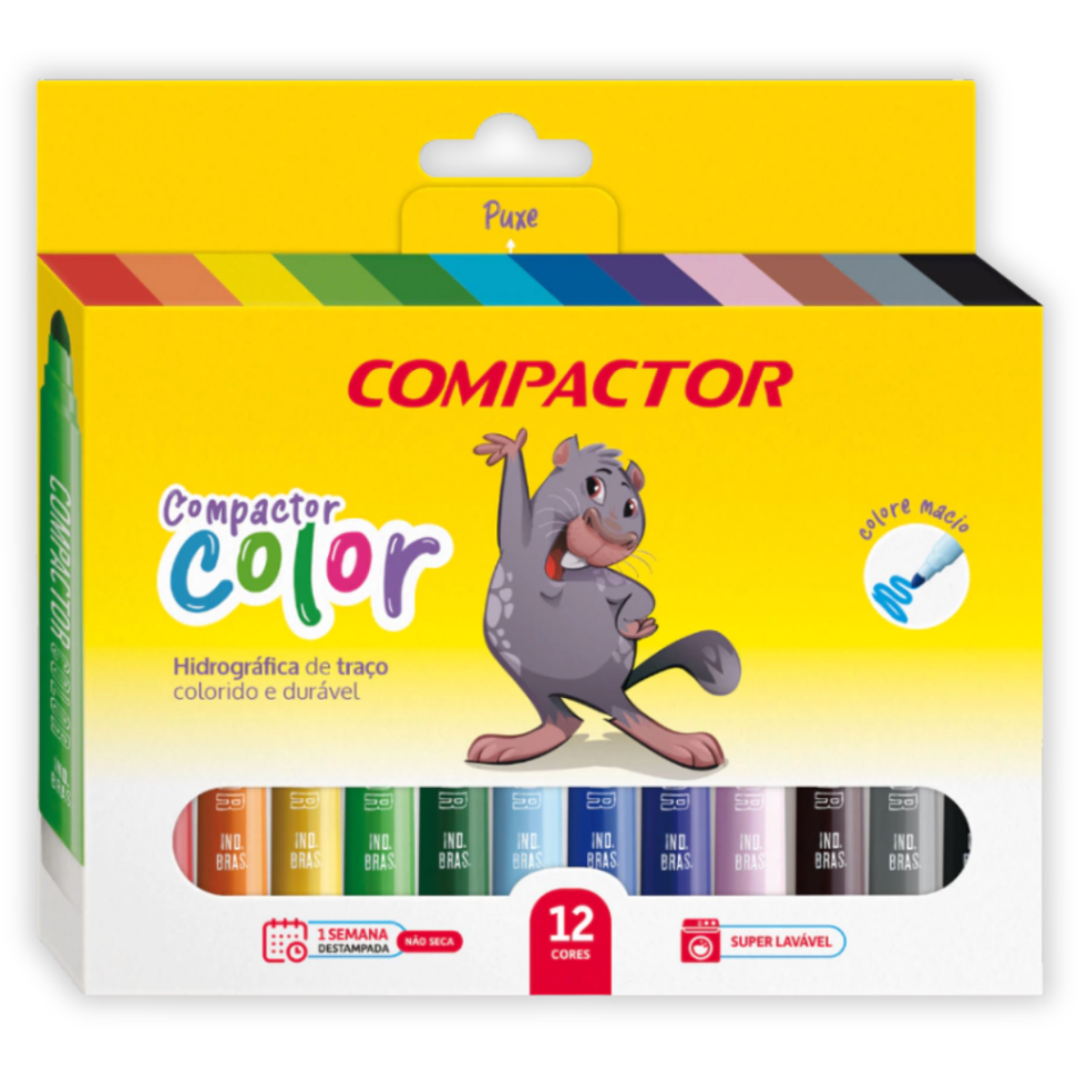 Canetinha Hidrográfica 12 Cores Color Compactor